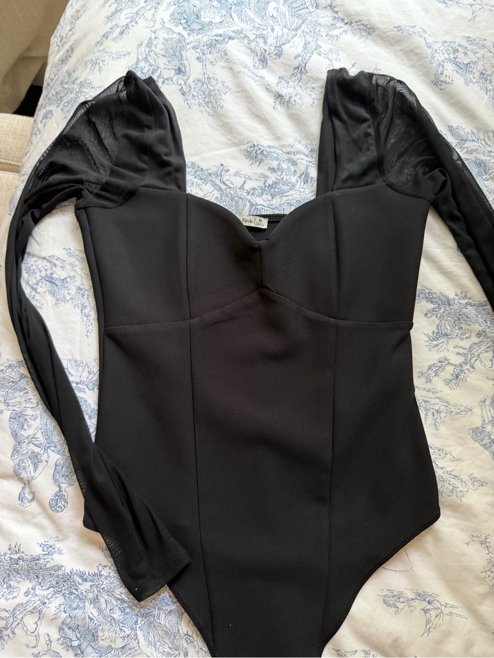 Abercrombie Mesh Sleeve Black Bodysuit